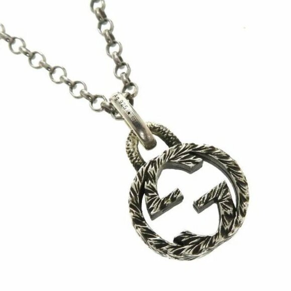 GUCCI Interlocking G Round Necklace 20" Silver 925 Auth #3742F - Picture 4 of 6